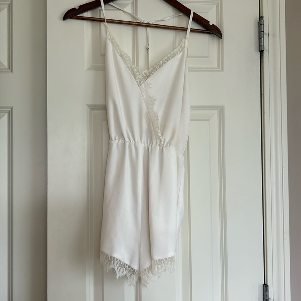 Kittenish White Lace Romper